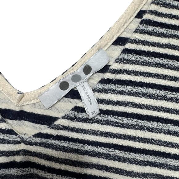 THREE DOTS Multi Stripe Terry Knit Sleeveless Dress Size XL Navy Blue Ivory Soft - Picture 6 of 10